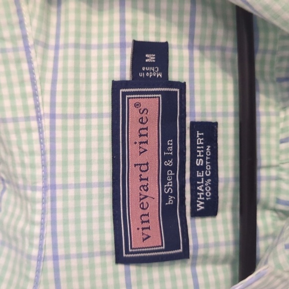 Vineyard Vine Green & Blue Plaid Whale Long Sleeve Button Down Shirt Size Medium - Picture 4 of 6